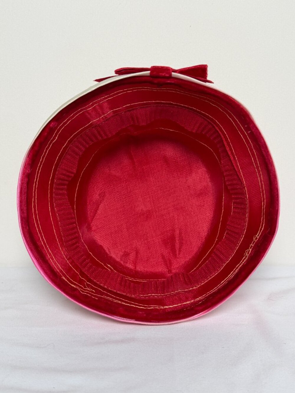 Vintage 60s Pink Ombre Silk Velvet Bow Cloche Bucket Hat - Picture 11 of 11